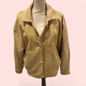 Vintage 80’s Robert Comstock Bergdorf Goodman tan buttery leather bomber jacket